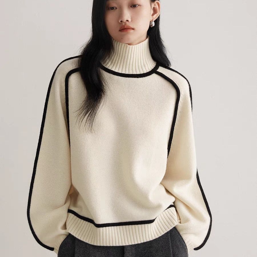 Cozy 3D Knit Half Turtleneck Pullover Sweater for Autumn & Winter