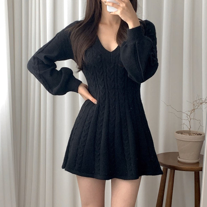 Elegant Twist Knitted Dress Women's