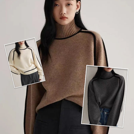 Cozy 3D Knit Half Turtleneck Pullover Sweater for Autumn & Winter