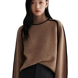 Cozy 3D Knit Half Turtleneck Pullover Sweater for Autumn & Winter