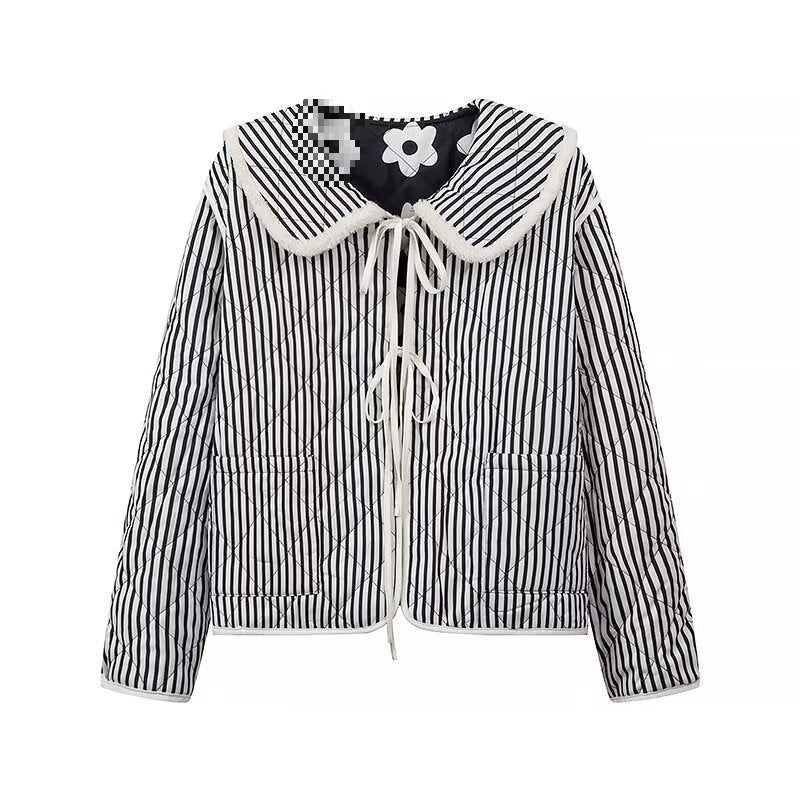 Women's Printed Lace-up Cotton Coat Jacket