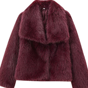 French Style Large Lapel Artificial Fur New Plush Coat