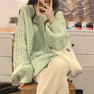 Autumn And Winter Women's Loose And Lazy Style Knitwear Top Sweater