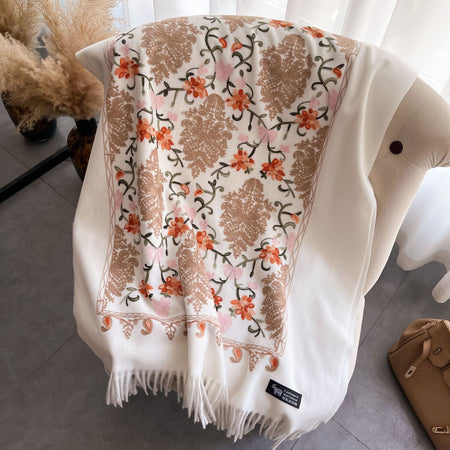 Ethnic Style Cashmere-like Embroidery Tassel Scarf