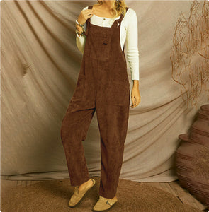 Corduroy Multi Pocket Shoulder Strap Jumpsuit