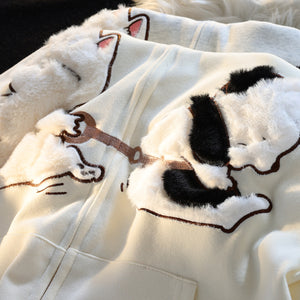 Cartoon Cat Zipper Sweater For Women