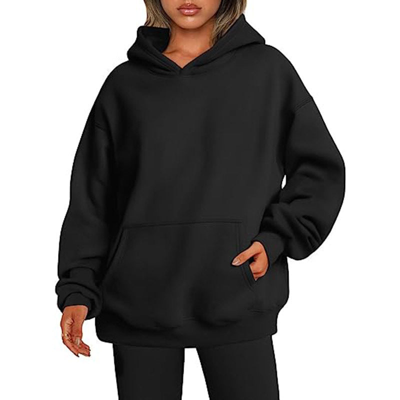 Women's Hoodies With Pockets Fashion Solid Sweatshirt Oversized Hooded Sweater Womens Clothing