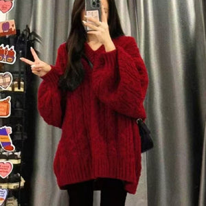 Autumn And Winter Women's Loose And Lazy Style Knitwear Top Sweater