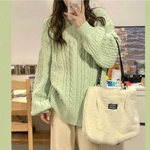 Autumn And Winter Women's Loose And Lazy Style Knitwear Top Sweater