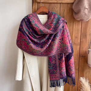 Cashmere-like Ethnic Style Shawl Thickened Warm Tassel Scarf